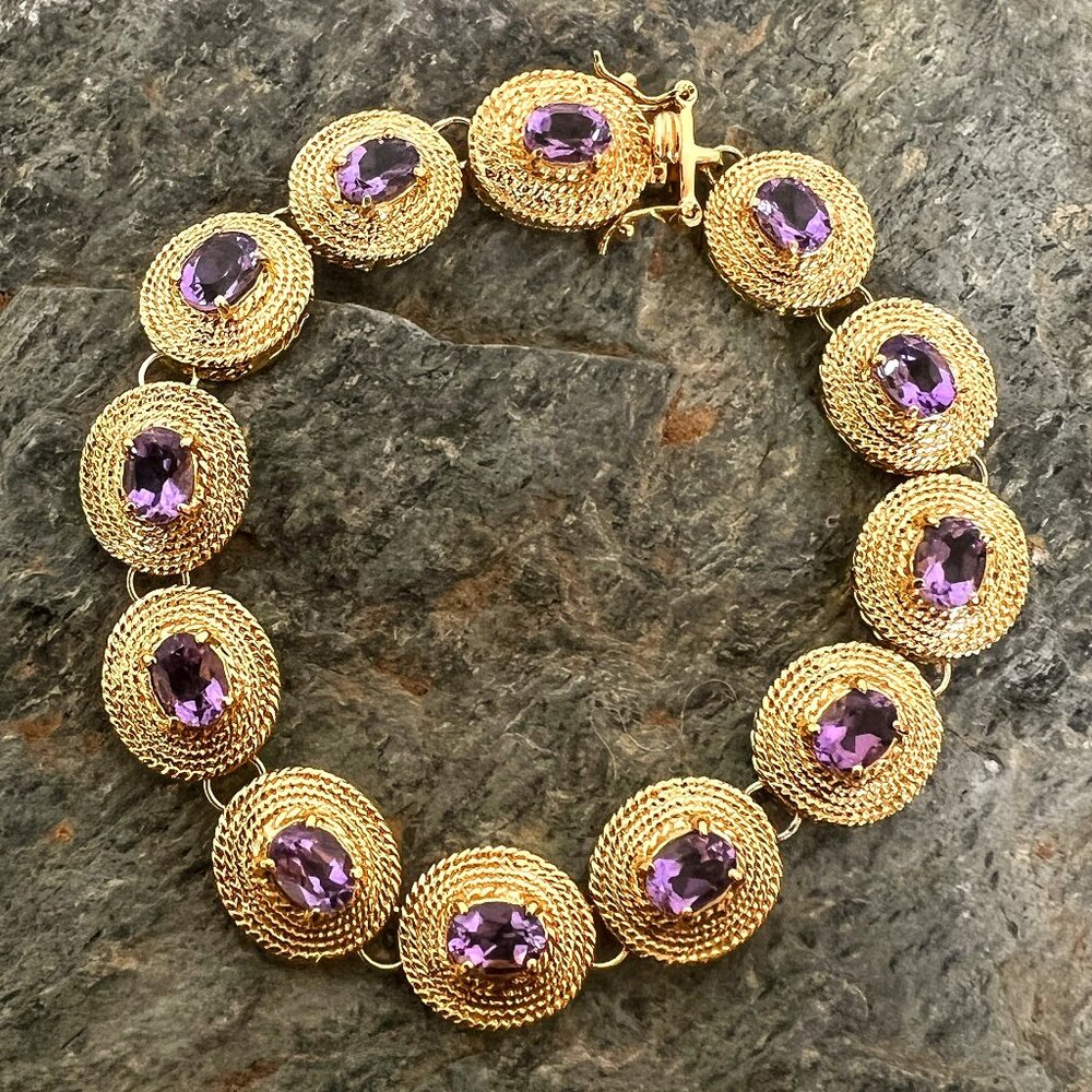 18K Yellow Gold Over Solid Sterling Silver Amethyst Bracelet 🎉2X Host Pick🎉